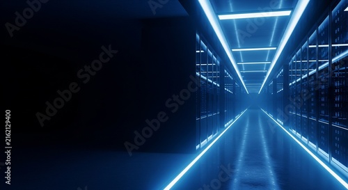 Futuristic neon-lit tunnel showcasing advanced data infrastructure and digital connectivity