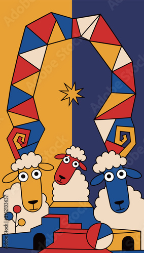 Abstract Geometric Sheep Illustration