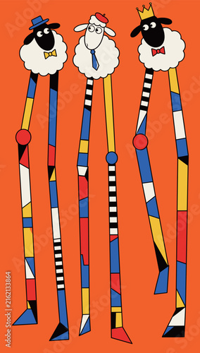Abstract Long-Legged Sheep