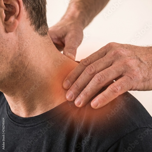 Detailed Manual Therapy on Patient Shoulder and Neck with Red Ache Gradient