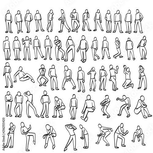 set of gestures of men illustration drawing vector isolated on white background