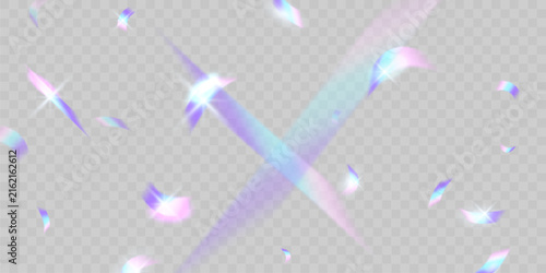 Colorful light and confetti effects, zigzag falling from the top of the beam, swirl vector.