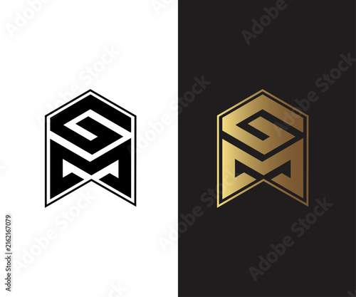 GM Letter Monogram Logo with Geometric Minimal Vector Design for Corporate Branding.