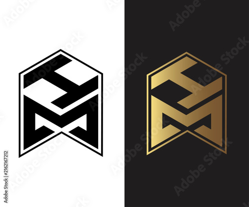 HM Letter Monogram Logo with Geometric Minimal Vector Design for Corporate Branding.
