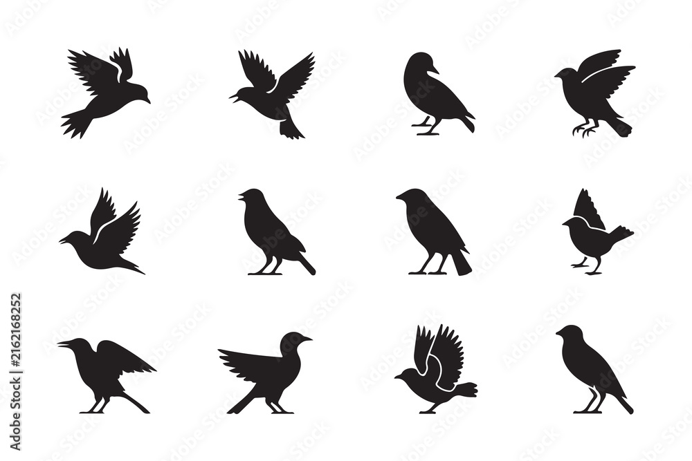 Naklejka premium Wild Bird Silhouette Set for Nature and Wildlife Design