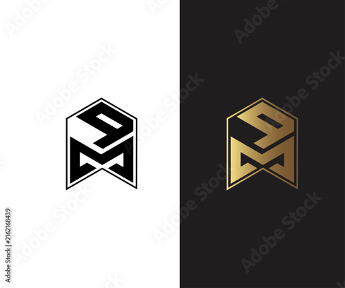 QM Letter Monogram Logo with Geometric Minimal Vector Design for Corporate Branding.