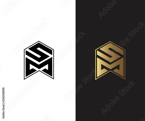 SM Letter Monogram Logo with Geometric Minimal Vector Design for Corporate Branding.