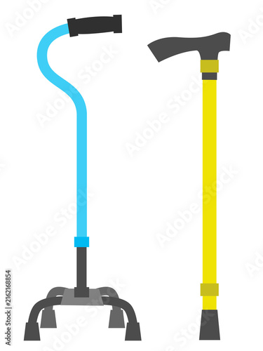 Walking canes for elderly, quad cane and standard cane／杖・四点杖とT字杖