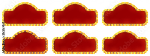 Vintage Red Marquee Sign with Golden Bulbs for Announcement Display