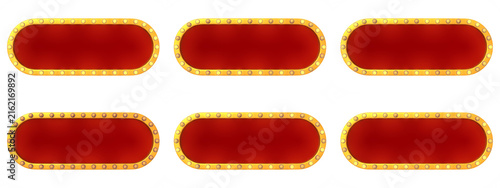 Red Blank Banner with Bright Lights Frame for Creative Design Use