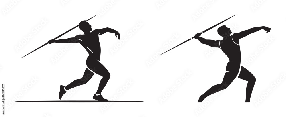 Fototapeta premium Javelin Thrower Silhouette Throwing Javelin Isolated Vector Illustration