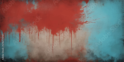 Abstract Grunge Wall Background with Red Paint, Aged Dirty Texture, Rough Vintage Surface, Rust Details and Dark Artistic Pattern for Wallpaper and Design