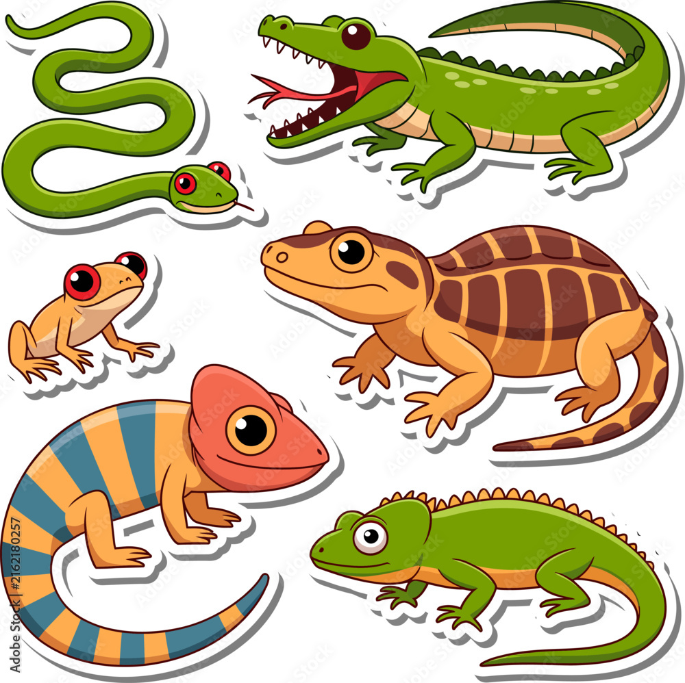 Naklejka premium World Animal Day Wildlife Character Sticker Collection Featuring Cute Animal Friends And Environmental Awareness Graphics