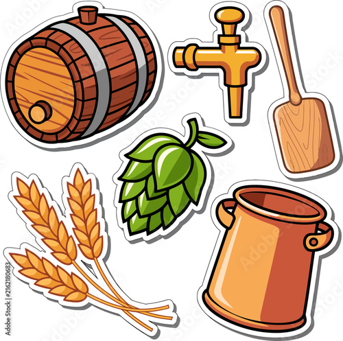 Oktoberfest Brewing And Beer Culture Sticker Collection Featuring Craft Brewing Elements, German Tradition And Festival Icons