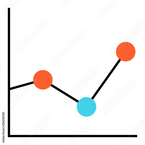 Simple business chart illustration showing fluctuating data points and an upward trend, representing growth, performance, progress, statistics, analytics, and financial success.