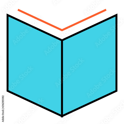 Open folded brochure illustration with geometric panels, bold outlines, and vibrant accent colors, suitable for marketing, publishing, stationery, branding, and presentation projects.