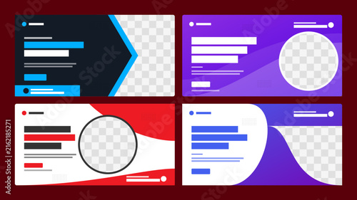 Four modern social media banner templates with geometric shapes with geometric designs designated vector template design or business poster template design.
