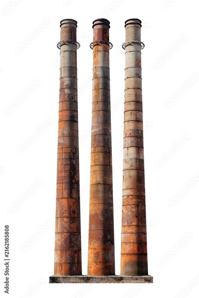 Fototapeta premium Chimney factory architecture white background lighthouse.