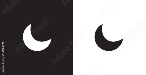 Crescent Moon Icon Set in Black and White background. Minimal Night, Lunar and celestial Symbol Vector. isolated vector graphic suitable for websites, apps, branding. eps10