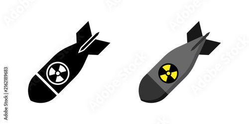 Nuclear weapon icon. Atomic bomb, explosive missile symbol. Transparent PNG and vector illustration