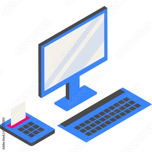 Isometric Retail POS Terminal Illustration