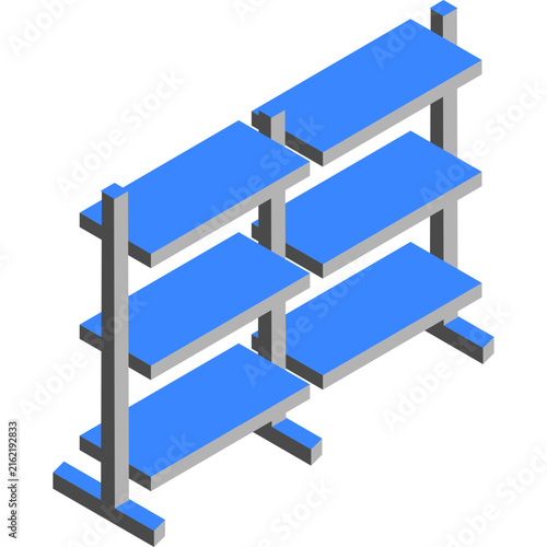 Isometric Modular Retail Shelving Illustration