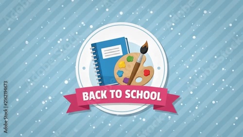 Back to School Banner with Art Supplies and Notebook Education Kids 4K