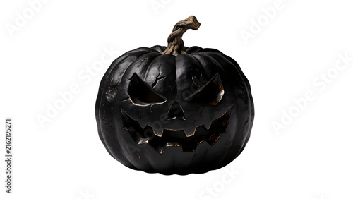 Luxury Black Carved Halloween Pumpkin Isolated PNG