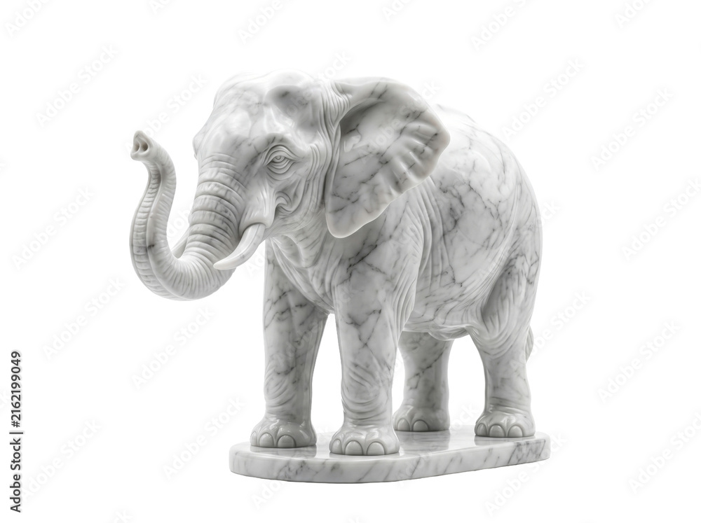 Fototapeta premium Marble elephant statue isolated on white background for home decor and interior design