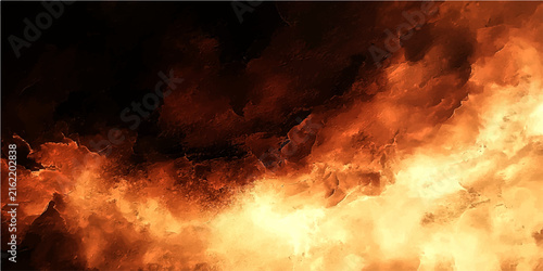 Obraz na płótnie Fiery inferno abstract background with glowing embers and smoky texture, a dramatic and intense visual representation of combustion and heat
