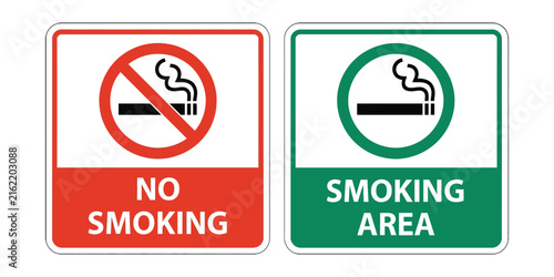 No Smoking Signs, Smoking Area Symbols for Public Places, Tobacco Restrictions, Designated Zones, Health Regulations, Safety Notices, and Vector Design