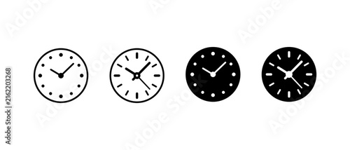 Canvas Print Minimalist circular wall clock icon set for timekeeping applications