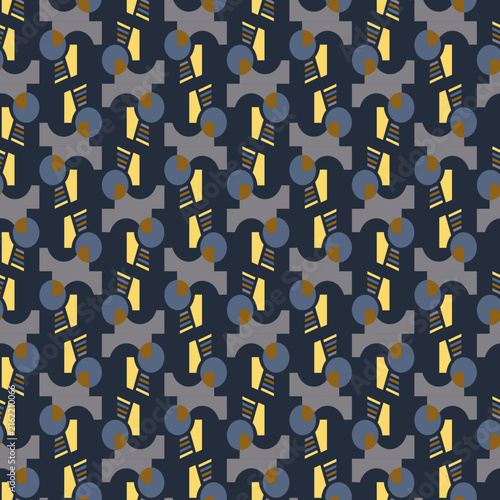 Textile motif seamless pattern. Abstract line shape geometric motif basic pattern continuous background. Man shirt all over print block. 