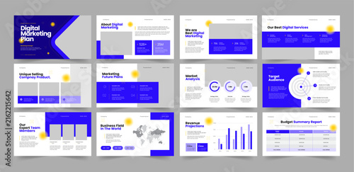 Marketing Strategy Presentation, Digital Marketing Plan Slide Design.