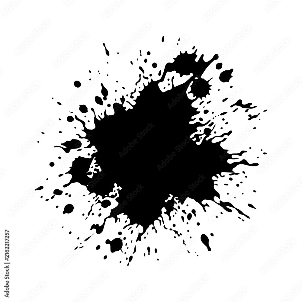 Fototapeta premium Black ink blot splatter vector illustration for artistic background and silhouette design