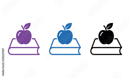 Принти на полотні An apple atop books represents education presented as a colorful vector illustra