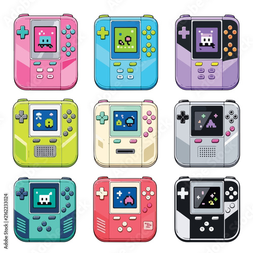 Y2K Retro Handheld Game Console and Virtual Pet Gadget Set