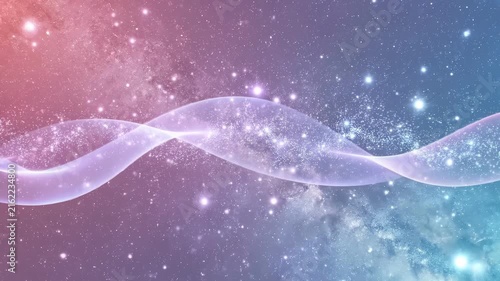 Abstract Cosmic Wave Nebula with Sparkling Stars.
