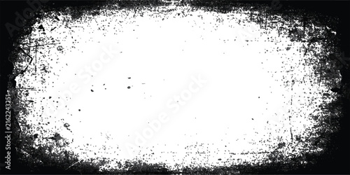Black and white distressed grunge oval frame texture for artistic design projects