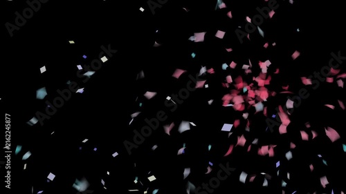 Colorful confetti explosion burst isolated on black background motion graphics loop