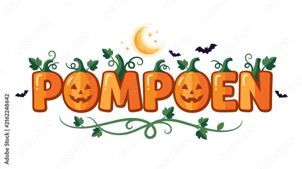 Naklejka premium Halloween lettering label design element. Autumn seasonal word for banner. Decorative typography template.