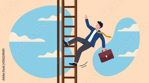 Принти на полотні Businessman falling from ladder, symbolizing career setback or failure