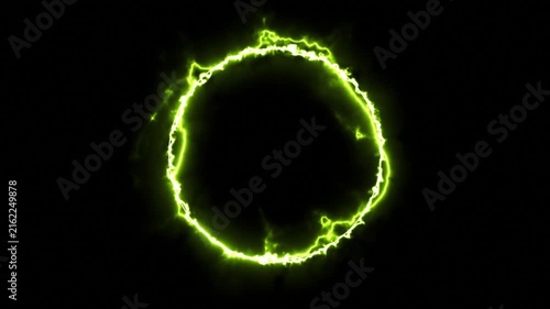 Animated color changing electric energy ring portal motion graphics video loop