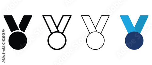 medal icons with ribbon designs for awards and achievements presentation