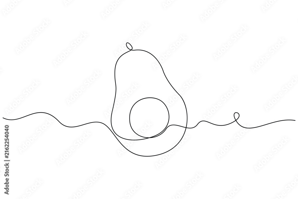 Obraz premium Avocado fruit continuous line drawing vector illustration