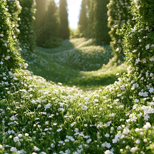 Enchanted White Flower Meadow
