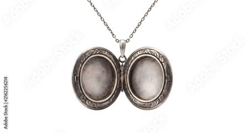 Obraz na płótnie Open vintage silver locket necklace on a chain
