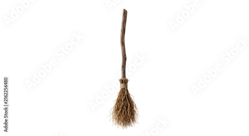 Canvastavla Witch broomstick made of wood and natural twigs