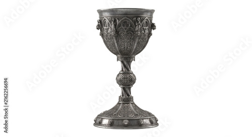 Quadro su tela Ornate medieval silver chalice with gothic engravings