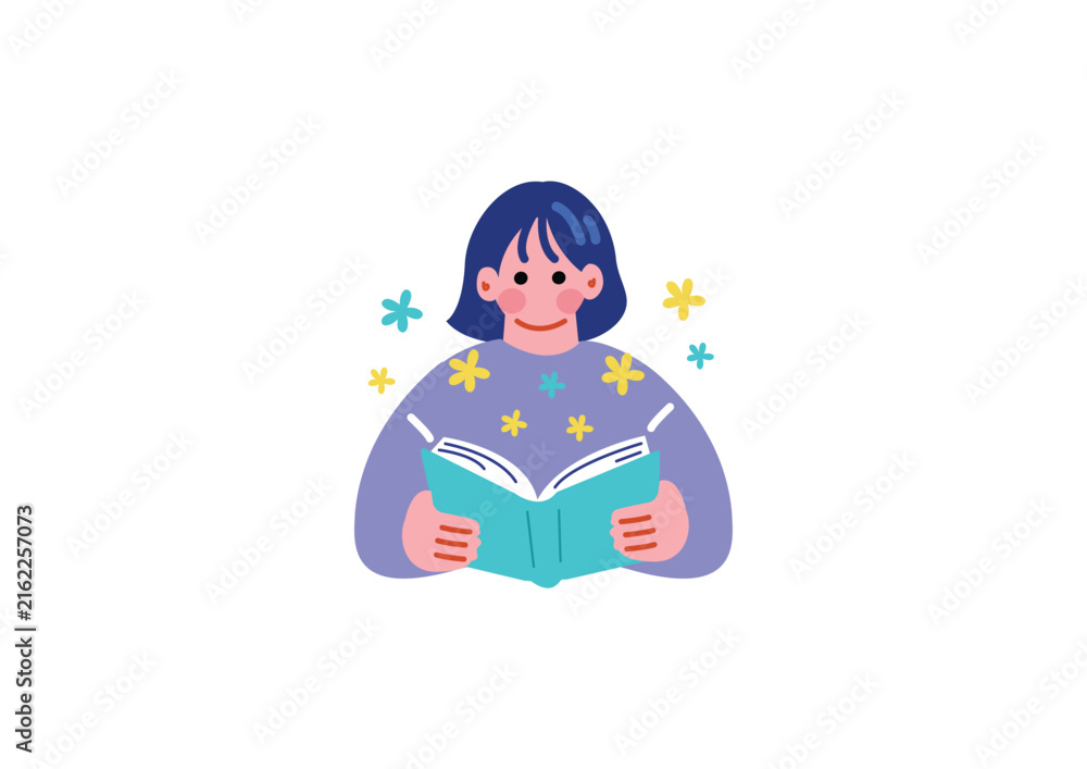 Fototapeta premium 本を読む人のイラスト